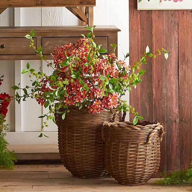 Handled Rattan Basket Set Of 2 | Antique Farm House