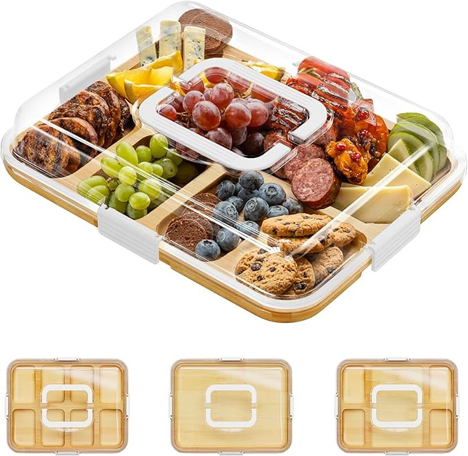 SpaceAid Charcuterie Board with Clear Lid, Portable Travel Cheese Cutting Boards for Picnic Acces... | Amazon (US)