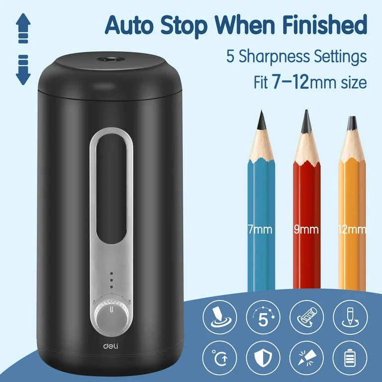 deli Electric Pencil Sharpener for Colored Pencils 7-12mm, Fully Automatic Pencil Sharpener, Auto... | Walmart (US)