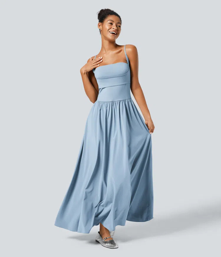 Women’s Breezeful™ Backless Side Pocket Flowy Flare Maxi Quick Dry Casual Slip Dress - Halara | HALARA