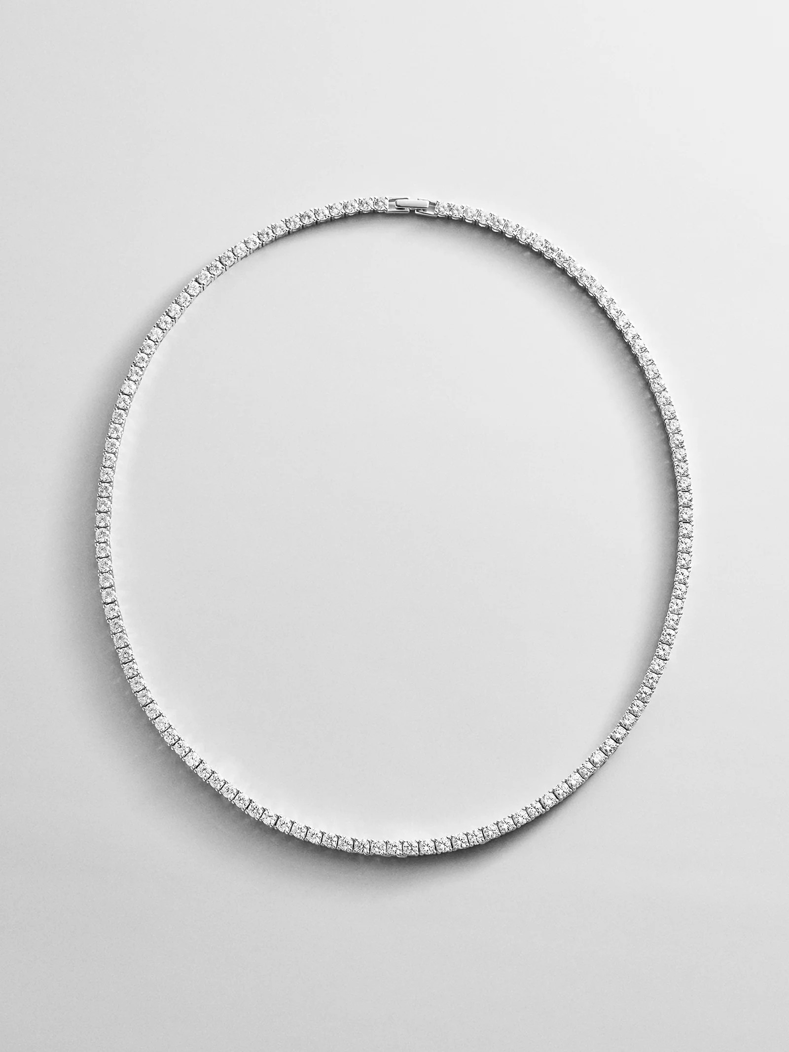 Billie Silver Tennis Necklace - Rhodium Plated Silver | BaubleBar