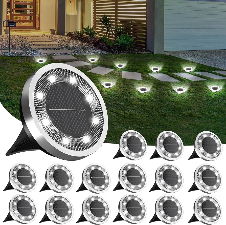 INCX Solar Ground Lights,16 Pack Solar Lights Outdoor Waterproof, Solar Garden Lights Landscape L... | Amazon (US)