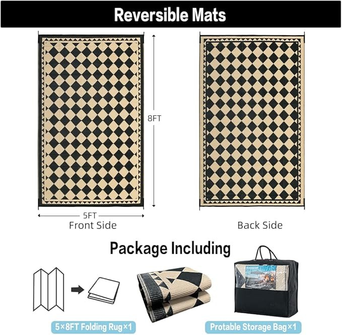 Outdoor Rug for Patios Clearance,Waterproof Mat,Large Outside Carpet,Reversible Plastic Straw Cam... | Amazon (US)