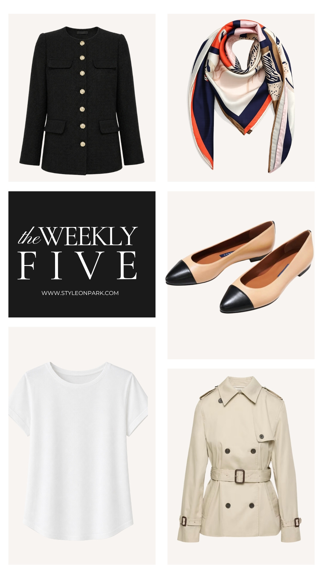 This week's best sellers are in, and here is what you have been loving.  

1.  Black tweed lady jacket/blazer - travels well and can be dressed up or down

2.  100% mulberry silk scarf that can be styled multiple ways, or just worn over your shoulders when needed

3. Handcrafted, all leather cap-toe ballet flats.  These are probably my most-worn ballet flats for good reason.  I walk all over NYC in these.  

4.  Layering tees that are soft and under $20.  They wash really well.  

5.  A classic, short trench that can be worn belted or open.  Also travels exceptionally well.   

 #LTKSeasonal #LTKWorkwear #LTKTravel