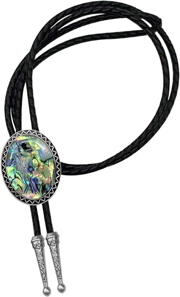 Stone Bolo Tie Native Western Cowboy Genunie Leather Bola Tie Necktie for Men Women | Amazon (US)