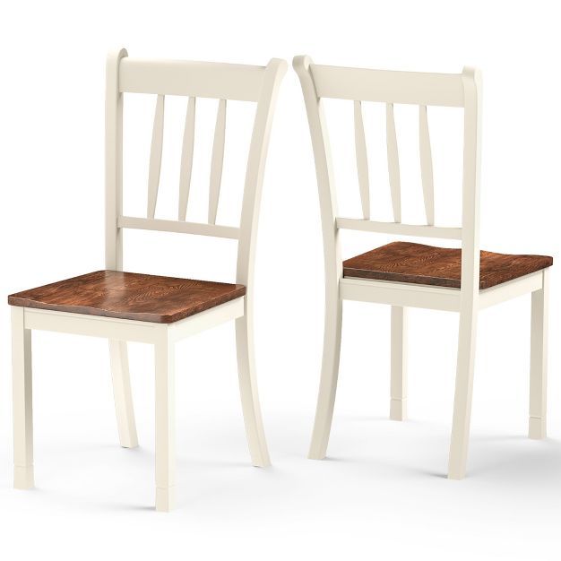 Costway Set of 2 Wood Dining Chair High Back Kitchen Whitesburg Side Chair BlackWhite | Target