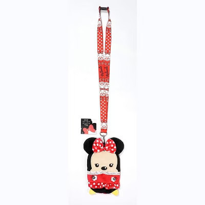 Disney Minnie Mouse Red Deluxe Lanyard with Pouch Card Holder – Multicolor Badge Holder with Detachable Buckle and Swivel Clip, Officially Licensed | Target