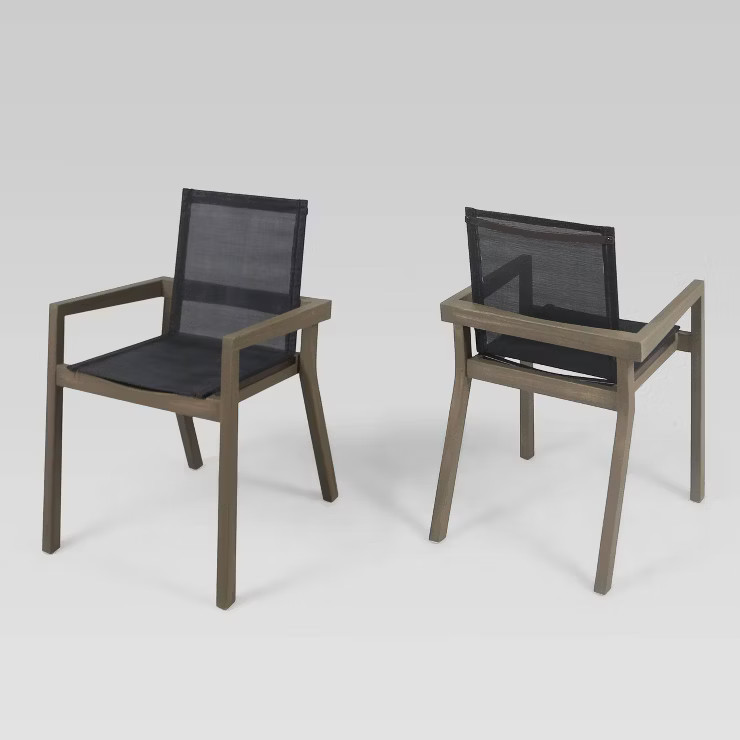 Belfast 2pk Acacia Wood and Mesh Dining Chairs  - Christopher Knight Home | Target