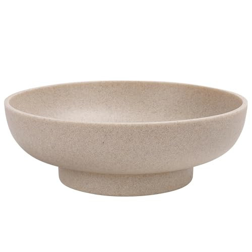 YMXYJM Large Decorative Bowl, Modern Handicraft Resin Bowls for Home Decor, Decorative Fruit Bowl for Kitchen Counter, Stylish Key Bowl for Entry Table, Artificial Stone Resin Beige | Amazon (US)