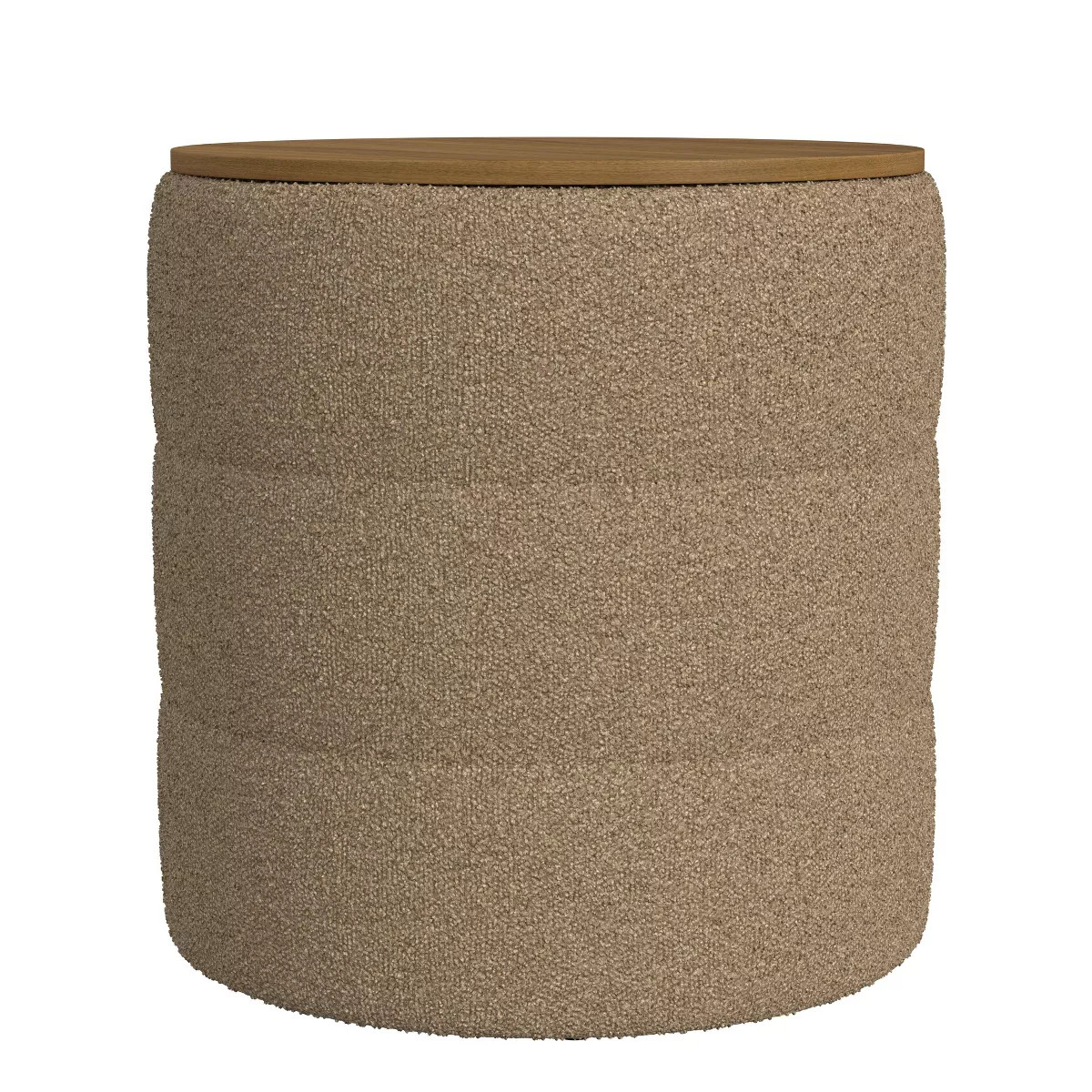 HomePop Channeled Boucle Storage Ottoman with Wood Top No Assembly Required | Target