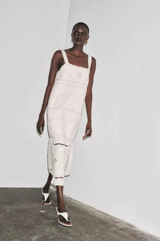 ZW COLLECTION EMBROIDERED STITCH DRESS | Zara US