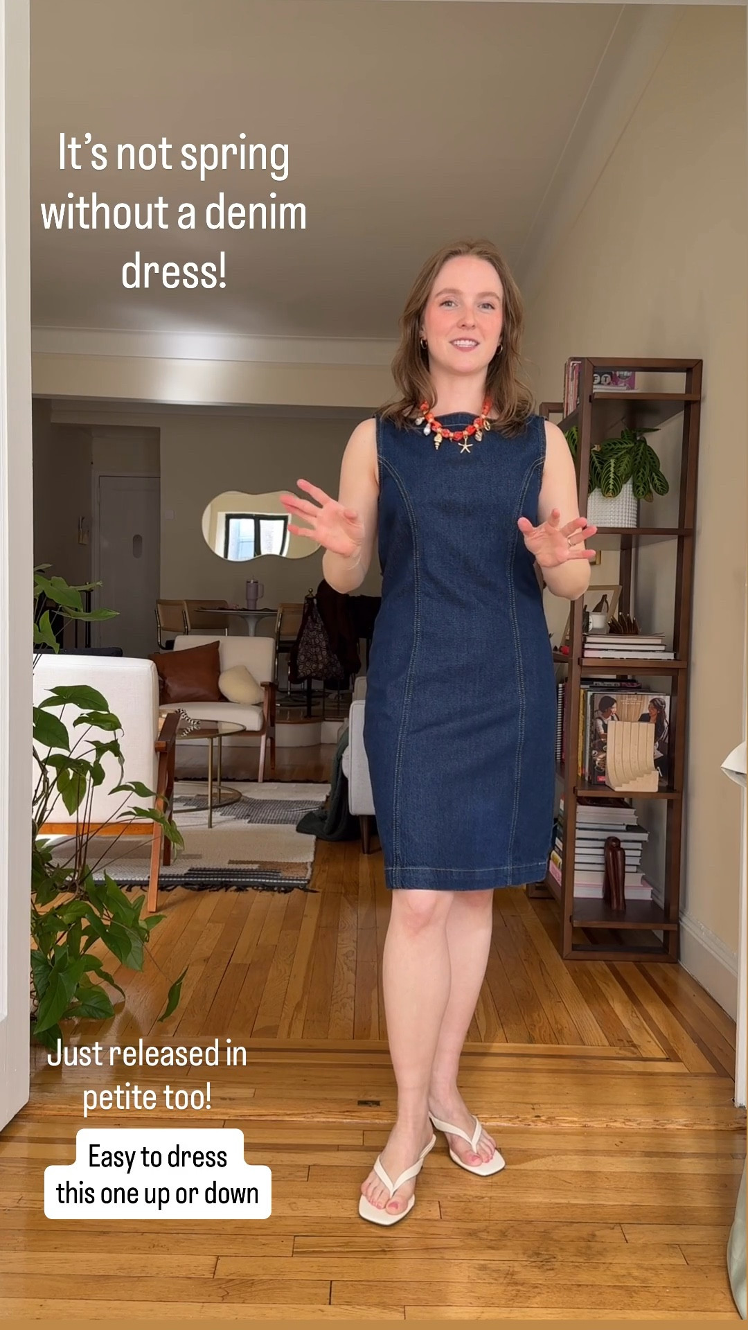 The prettiest dark denim dress for work or casual wear. Size 0 in 5ft 2 117 lbs. just released in petite! 

#LTKSaleAlert #LTKPetite #LTKWorkwear