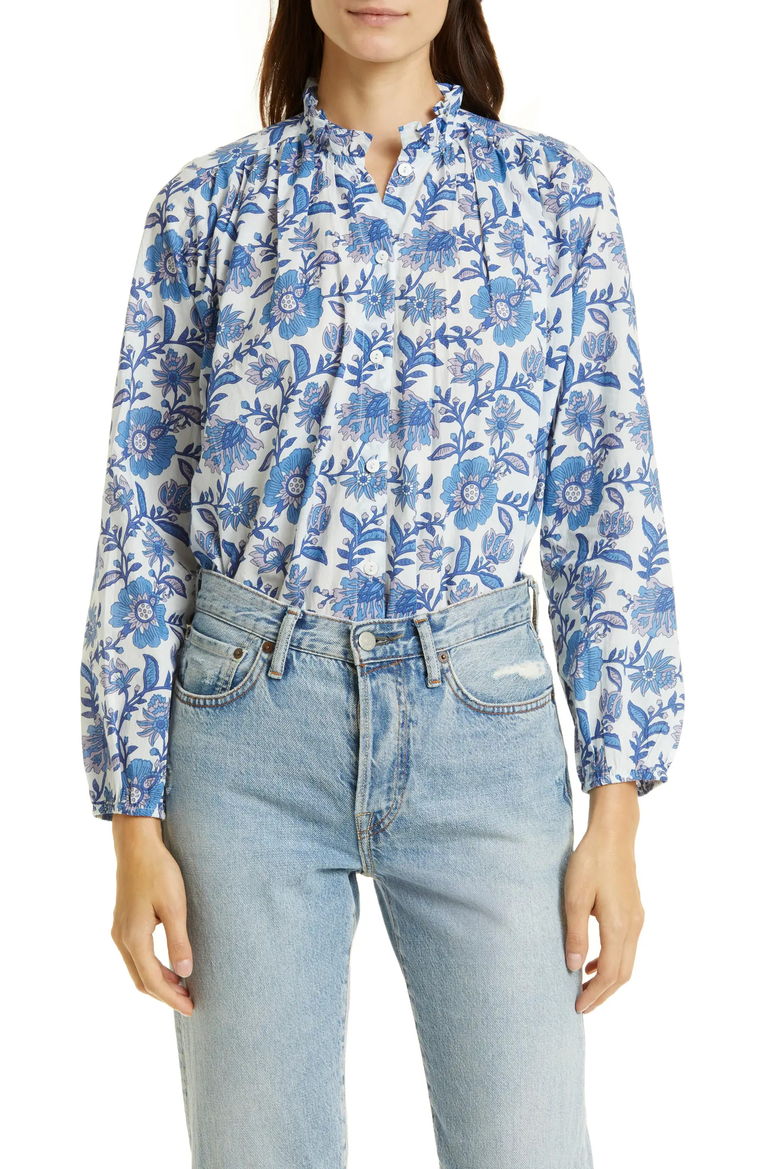 Francesca High Neck Cotton Blouse | Nordstrom