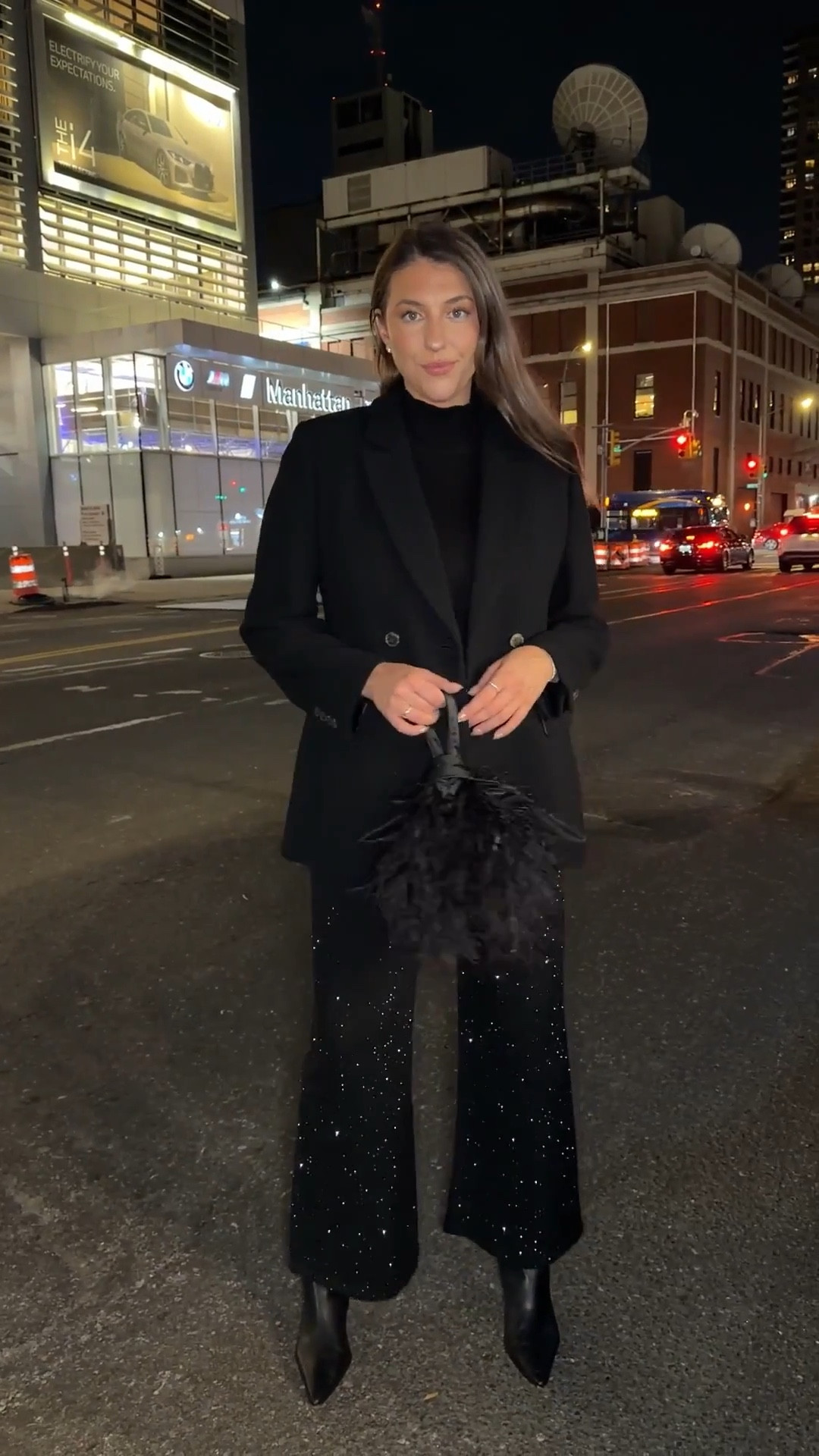 Classic black, NYC edition 🖤 This is my go-to night look when I want to feel polished but effortless. Structured blazer, sleek pants, and pointed boots = timeless every single time. Perfect for dinner, events, or a city night out.

Everything linked 🔗

⸻

Keywords:
black blazer outfit, all black outfit women, nyc night outfit, chic city outfit, black wide leg pants, tailored blazer women, night out outfit ideas, minimalist fashion women, capsule wardrobe pieces, elevated basics outfit, classic black outfit, city style women, amazon fashion finds

#LTKootd #LTKValentine #LTKTall