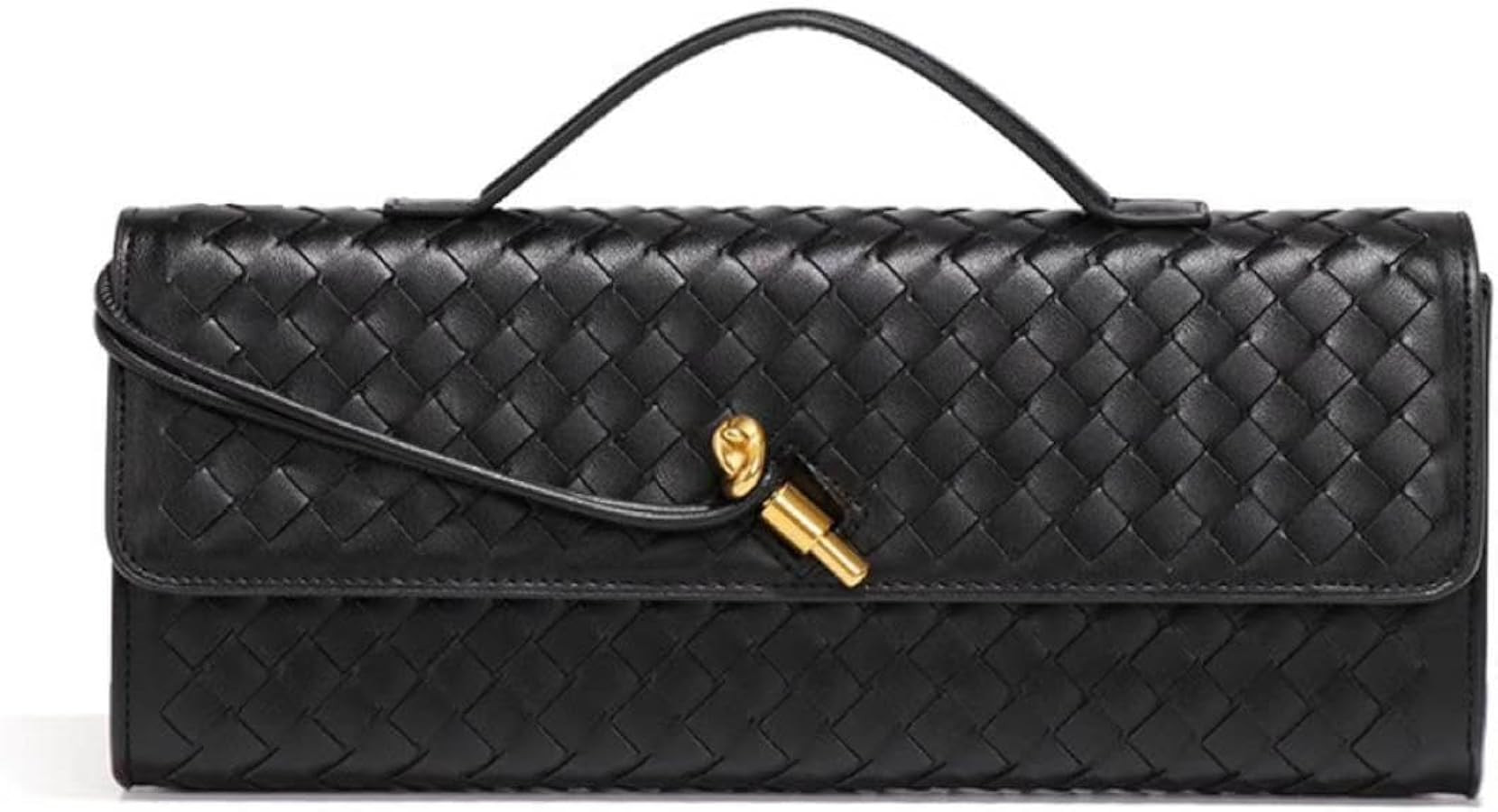 Women's Woven Evening Bag Trendy Leather Wallet Shoulder Handbag Casual Crossbody Bags with Detac... | Amazon (US)