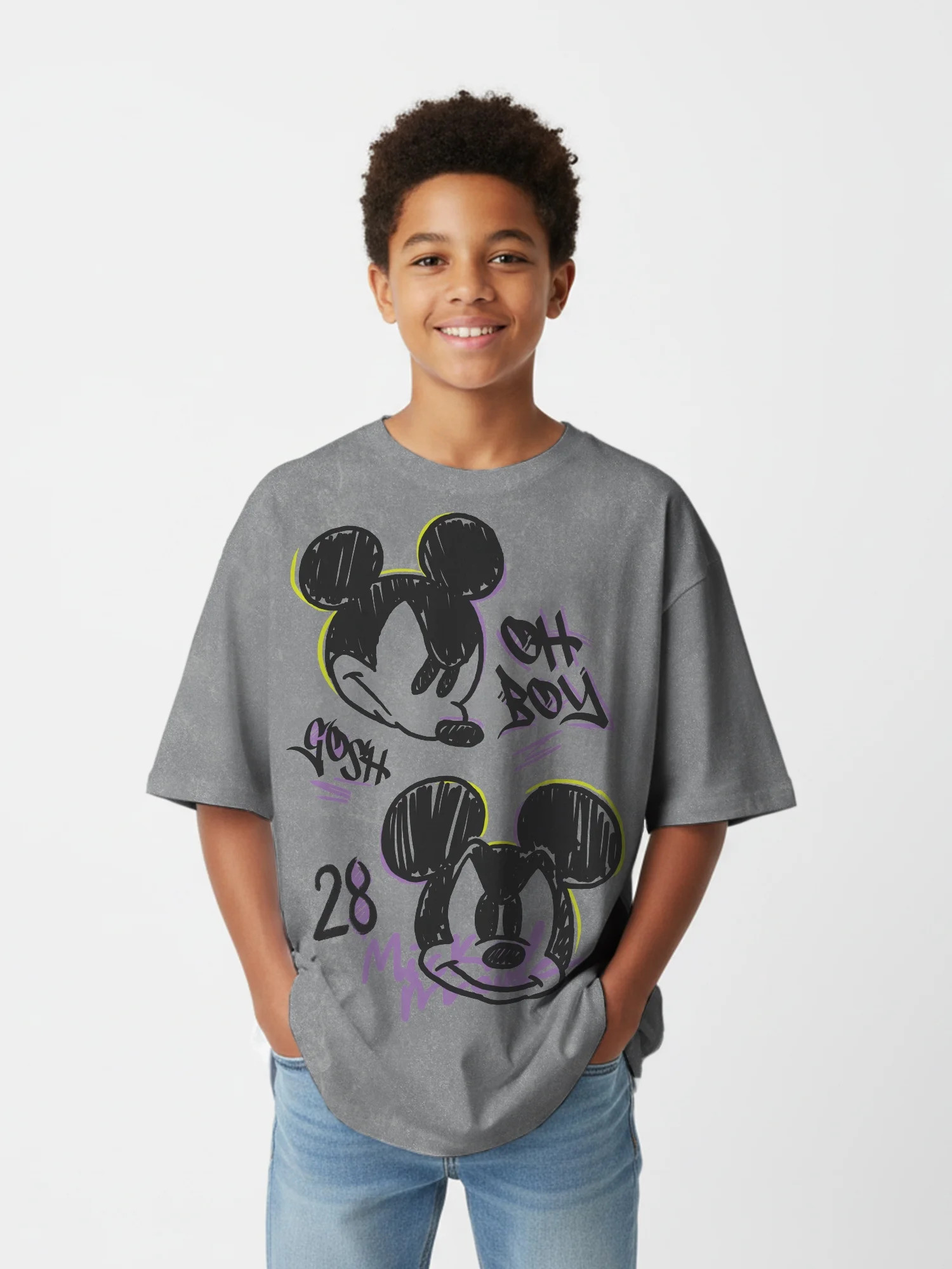 Disney Boys Mad Mickey Mouse Mineral Wash Graphic T-Shirt, Sizes XS-XXL - Walmart.com | Walmart (US)