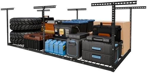 FLEXIMOUNTS 4x8 Overhead Garage Storage Rack, Adjustable Organization System, Heavy-Duty Metal Ce... | Amazon (US)