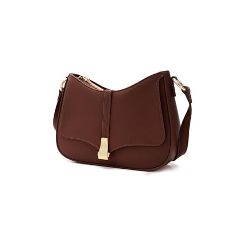 Prettyzys Crescent Shoulder Bag for Women, Vintage Retro Vegan Leather Clutch Tote Handbags with 2 Removable Straps and Zipper Closure Crossbody Bags Shoulder Purse Handbag for Women, Brown | Amazon (US)