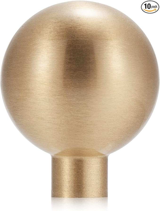 IVAILEX 10 Pack Gold Drawer Knobs, Brass Cabinet Knob, Round Solid Brass Pulls, Modern Minimalist... | Amazon (US)