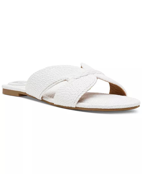 DV Dolce Vita Geeya Raffia Criss Cross Strap Slide Sandals - Macy's | Macy's