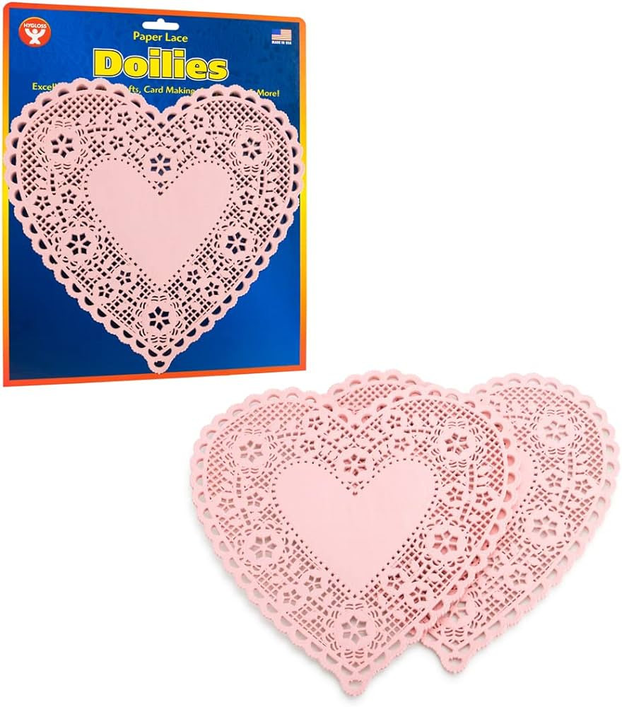 Hygloss Products Heart Paper Doilies – 8 Inch Pink Lace Doily for Decorations, Crafts, Parties,... | Amazon (US)