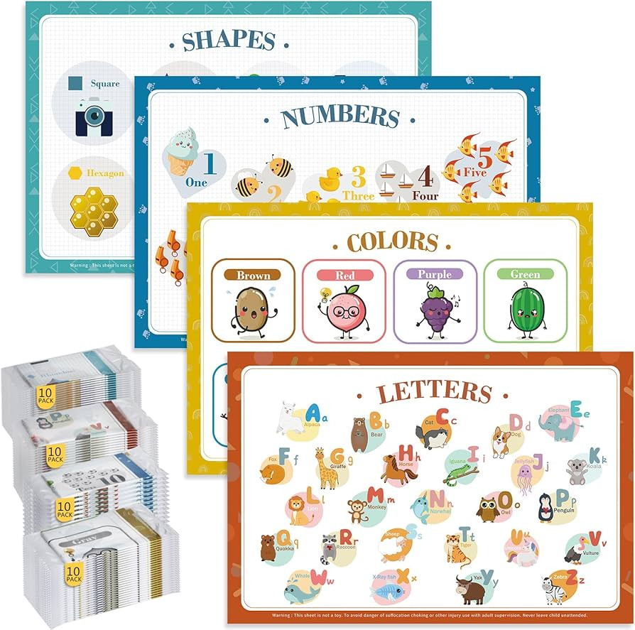Disposable Placemats for Baby, 40 Pack Sticky Toddler Placemat for Restaurants, Dining Table, Par... | Amazon (US)