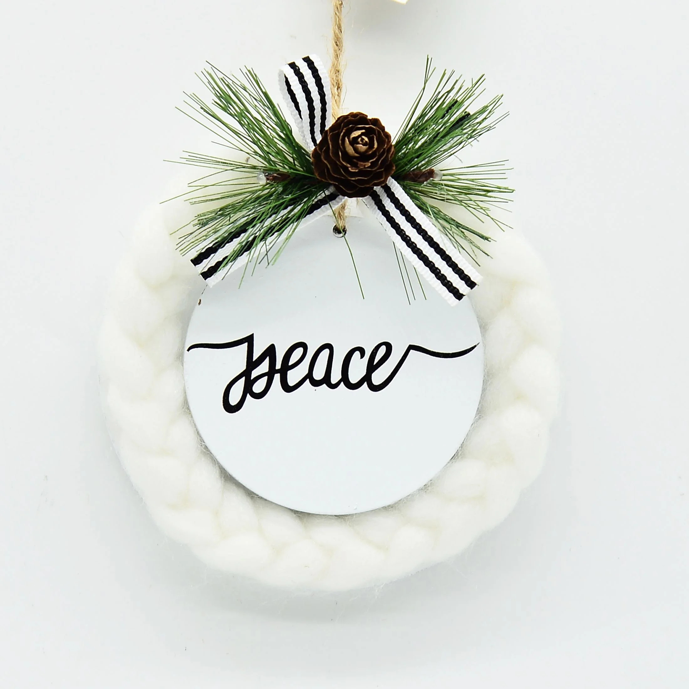 Holiday Time White Miniature Wreath Christmas Tree Hanging Decorative Ornament, 4.3"H | Walmart (US)