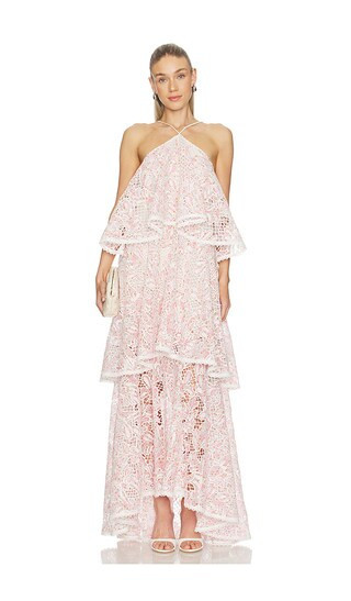 ELLIATT Valencia Tiered Gown in Pink. - size L | Revolve Clothing (Global)