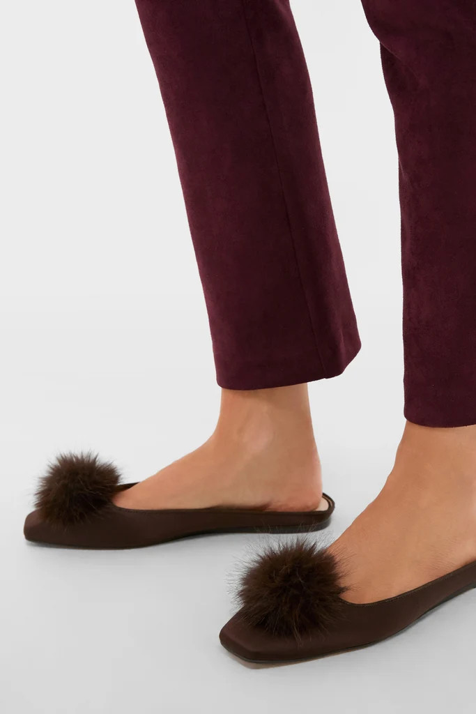 Chocolate Satin Nilli Flats with Pom Pom | Tuckernuck (US)