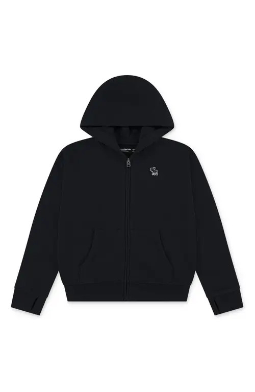 abercrombie kids Kids' Essentials Fleece Zip-Up Hoodie in Anthracite at Nordstrom, Size 15-16 | Nordstrom