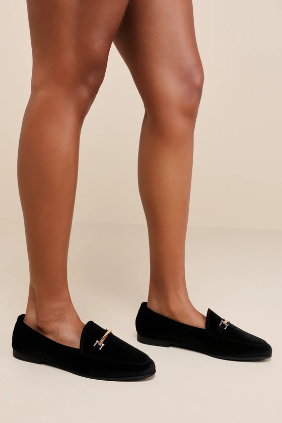 Nathee Black Velvet Horsebit Loafers | Lulus (US)