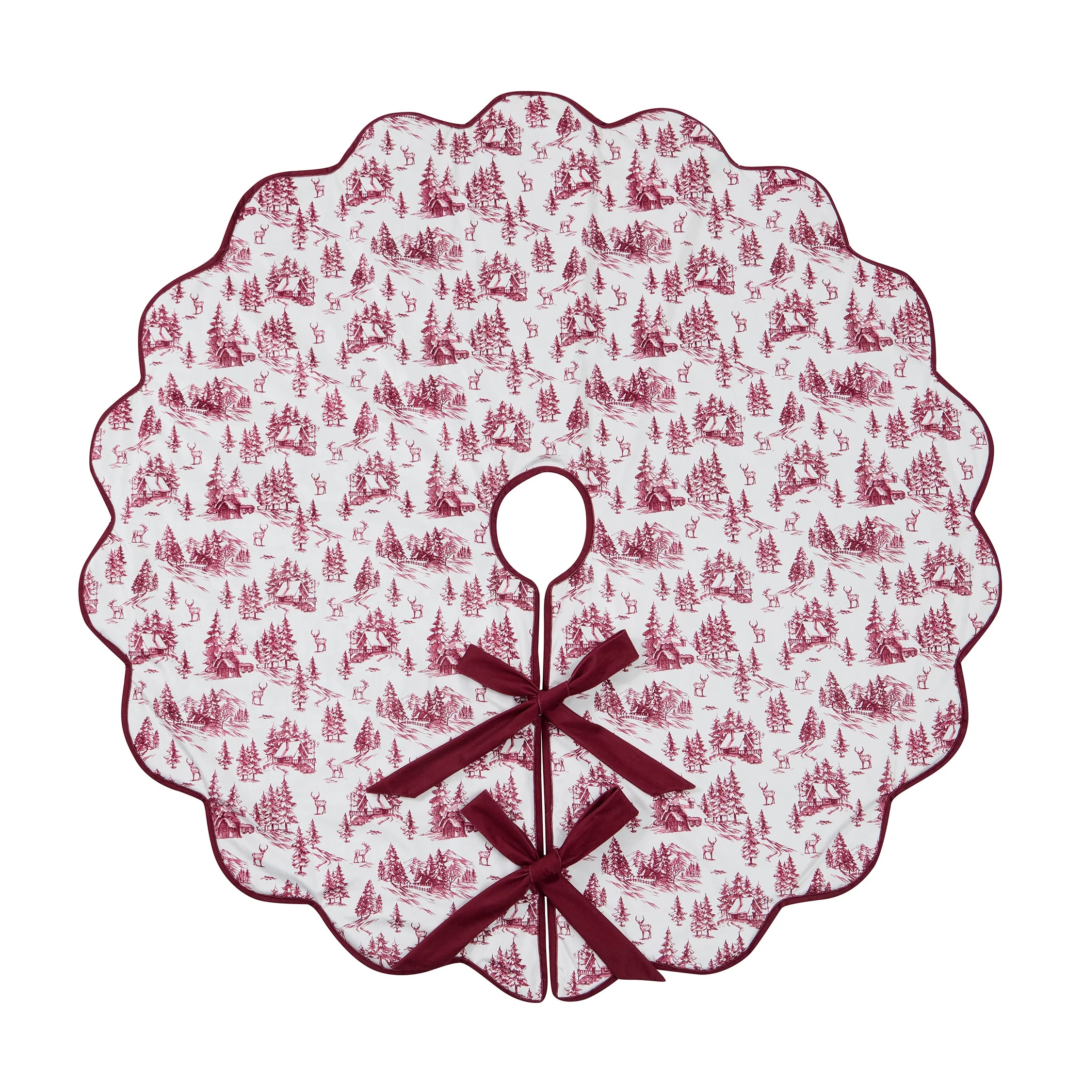 Red and Ivory Forest Velvet Christmas Tree Skirt, 52", by My Texas House | Walmart (US)