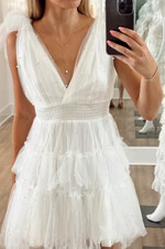 Lydia Mini Dress in White | lauren nicole