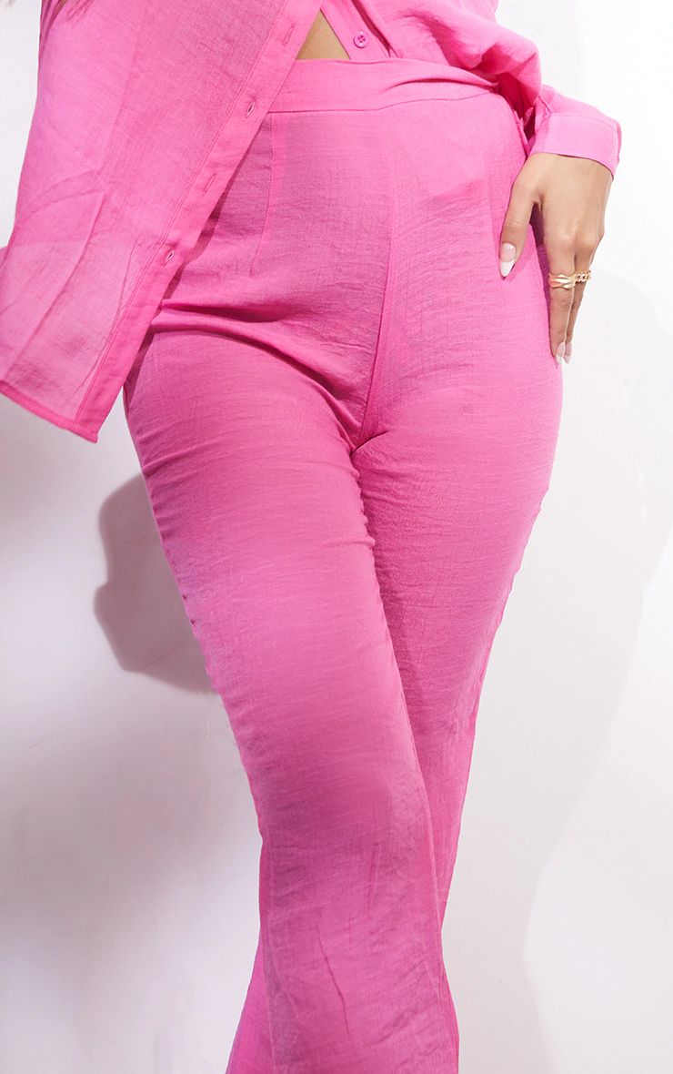Pink  Linen Look Beach Pants | PrettyLittleThing US