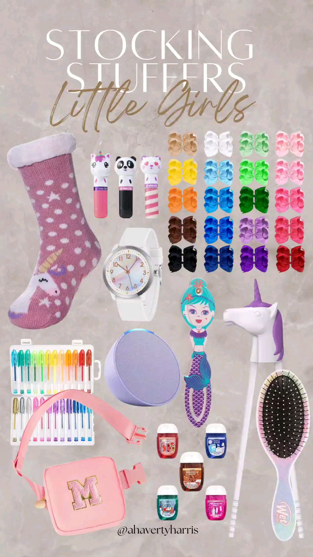 Little Girls Stocking Stuffers Gift Guide - no junk Amazon stocking stuffers that your little girl will actually use, including slipper socks,  bows,  analog watch, training chopsticks, book light, belt bag,  gel pens,  and more!

#LTKGiftGuide #LTKWatchNow #LTKKids