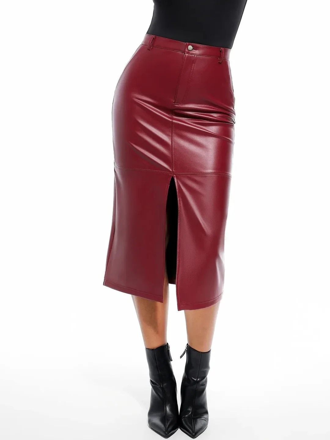 Sculpted Faux Leather Contour Skirt | Popilush