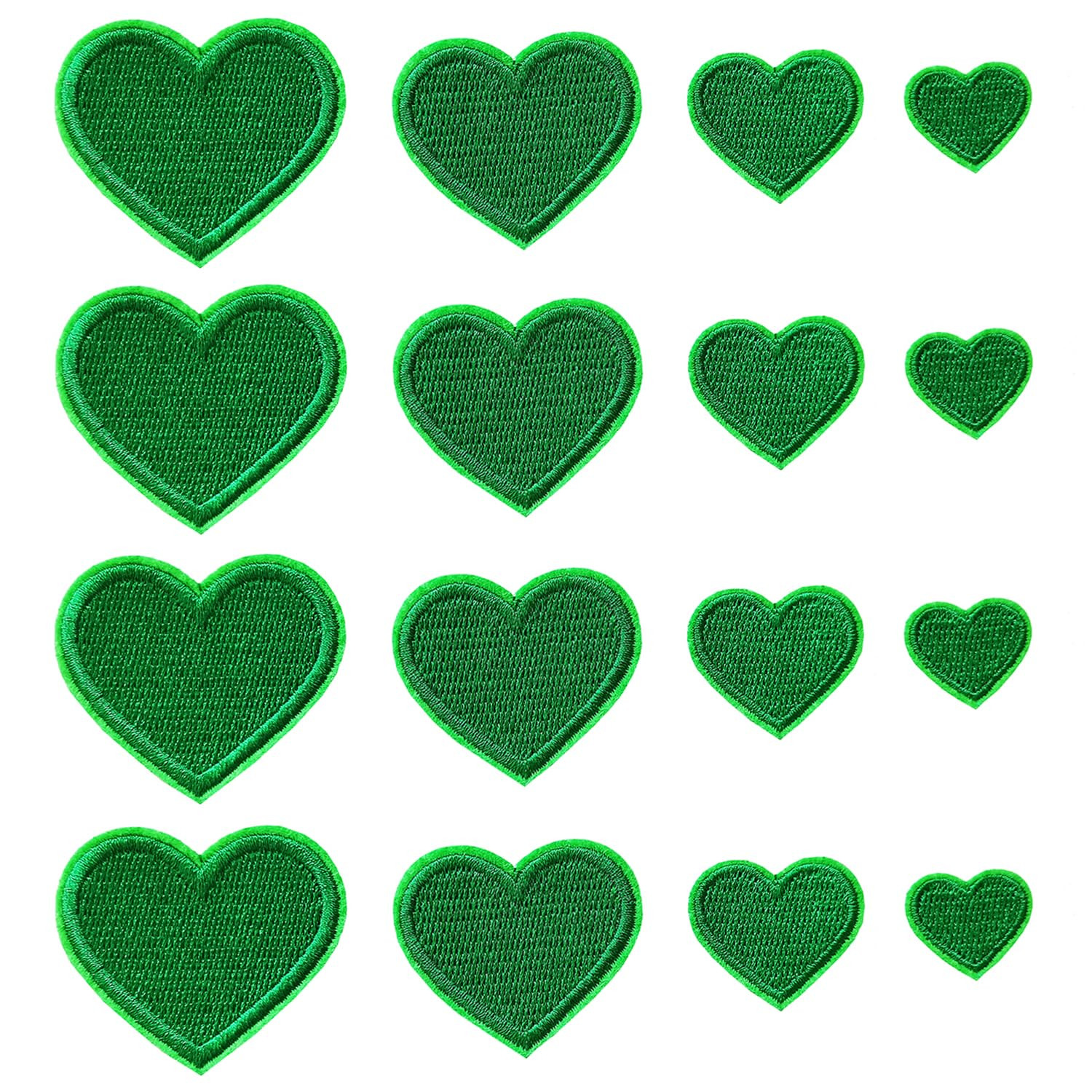 24pcs Green Heart Iron on Patches, Heart Embroidered Patches for Clothing, Jackets, Hats,Backpacks, Jeans | Amazon (US)
