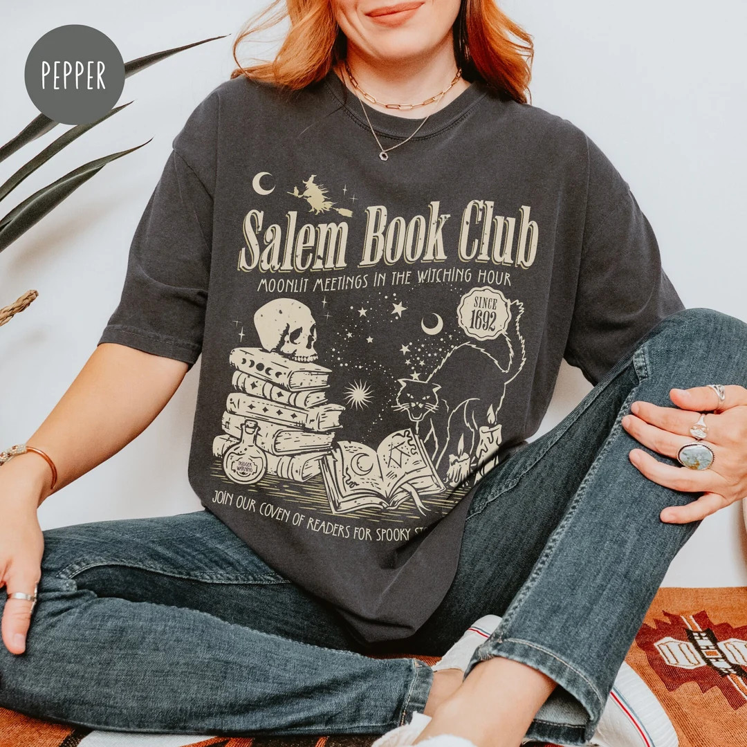 Salem Book Club Shirt for Spooky Reader Funny Book Lover Halloween Tee Salem Witches Spooky Seaso... | Etsy (US)