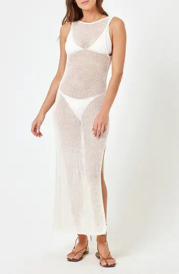LSPACE Villa Nova Open Stitch Cotton Cover-Up Tank Dress in Cream at Nordstrom Rack, Size Small | Nordstrom Rack