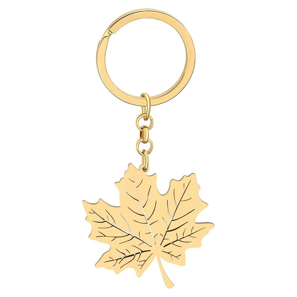 Stainless Steel Maple Leaf Keychain Car Key Bag Keyring Fall Jewelry Gifts for Women Girls Charms | Amazon (US)