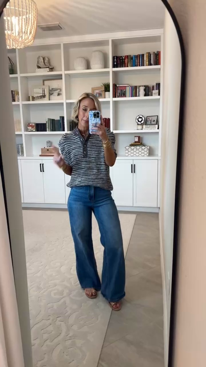 Walmart - new arrivals. Henley Sweater w/ Puff Sleeves - size XS. $19.98. 3 colors. * Wide Leg Jeans - size 25.

#LTKSeasonal #LTKOver40 #LTKPetite