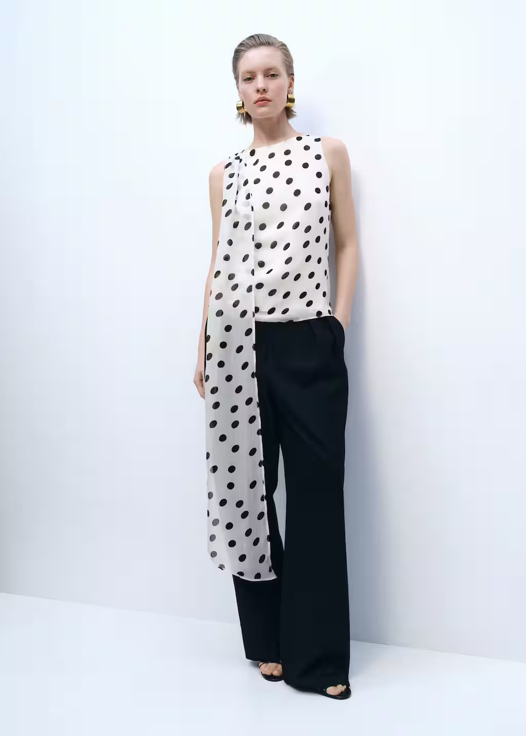 Polka-dot wrap-neck blouse off white - Women - 20 - MANGO | Mango (US/MX/AU)