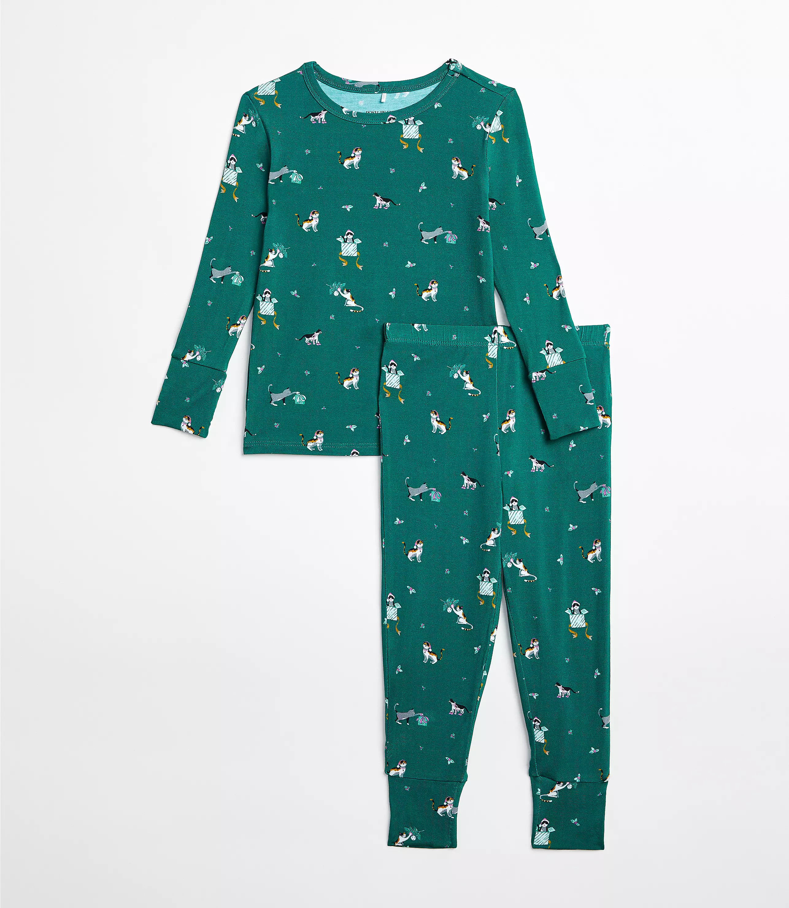 Posh Peanut Holiday Cat Long Sleeve Basic Pajama Set | LOFT