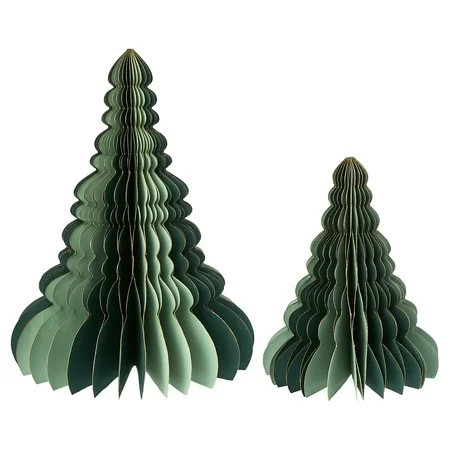 Paper Christmas Tree Tabletop Decorations, Green and Gold, 2 Count, by Holiday Time | Walmart (US)