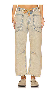 Free People x We The Free Moxie Low Slung Pull On Barrel Wide Leg in Cowboy from Revolve.com | Revolve Clothing (Global)
