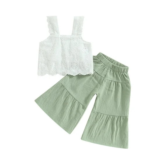 Loicainy Kids Toddler Girls Summer Outfit 18 24 Months 2T 3T 4T 5T 6T Solid Color Sleeveless Lace... | Walmart (US)