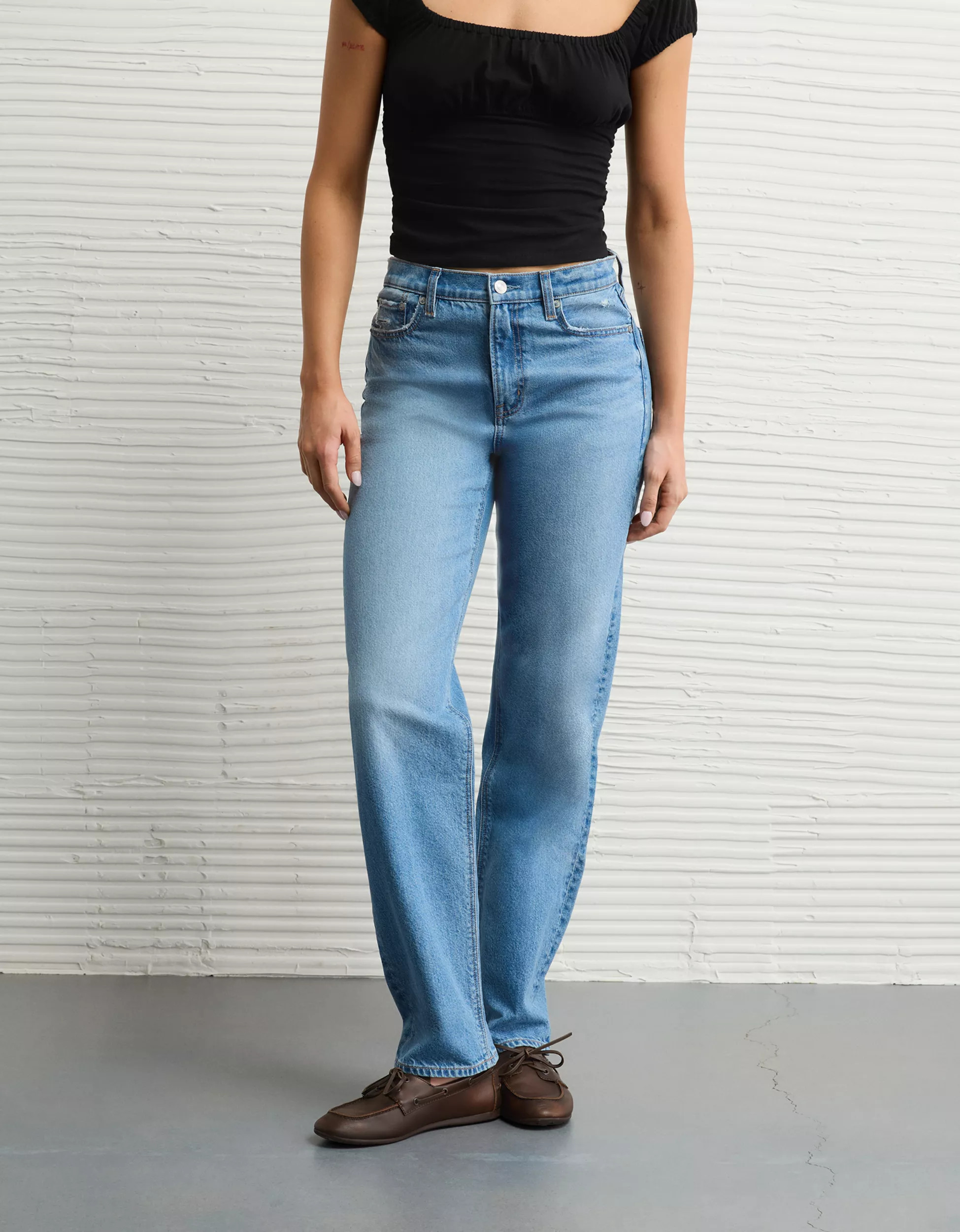 AE Strigid Super High-Waisted Baggy Straight Jean | American Eagle Outfitters (US & CA)