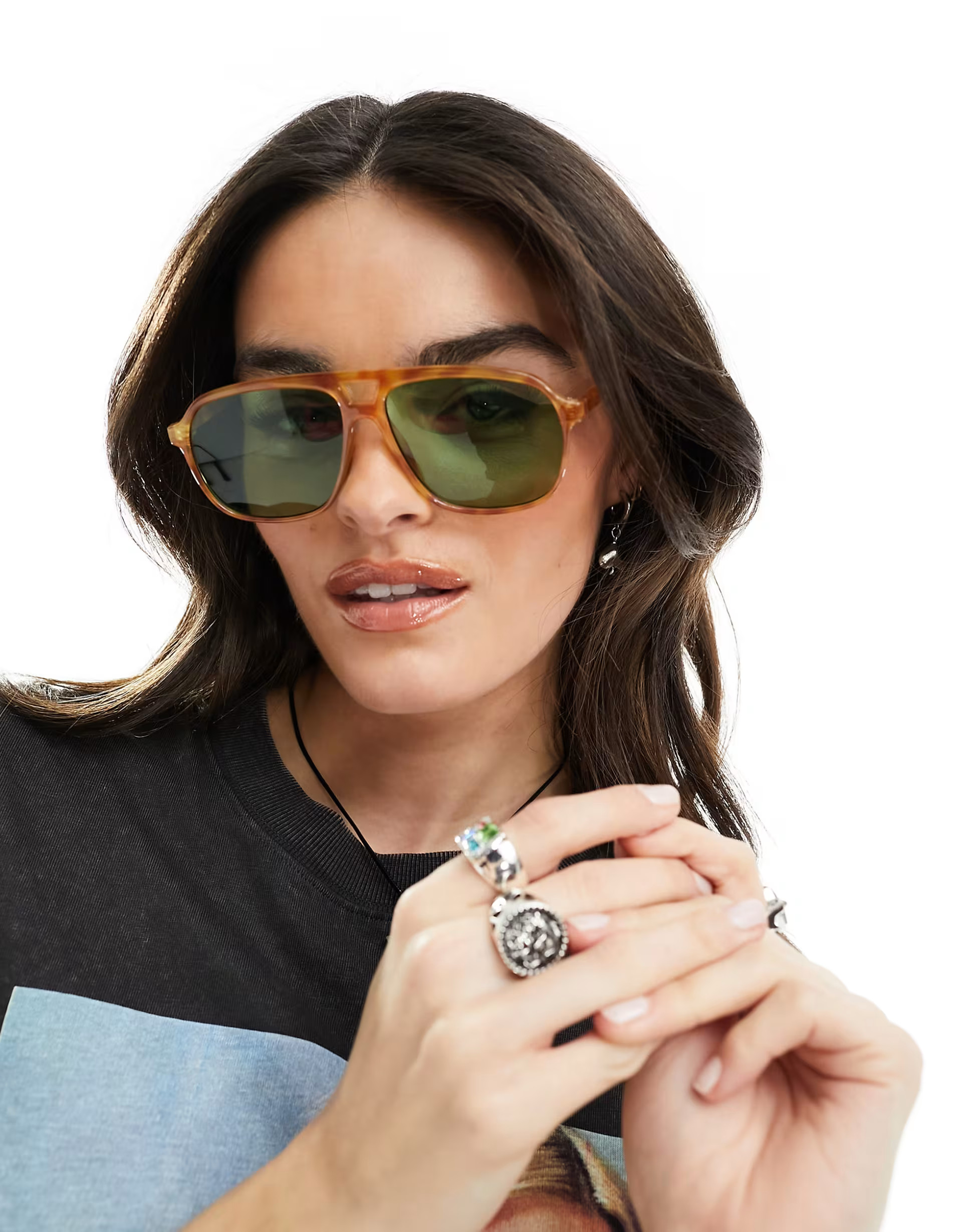AIRE monoceros aviator sunglasses in tort with khaki lens | ASOS (Global)