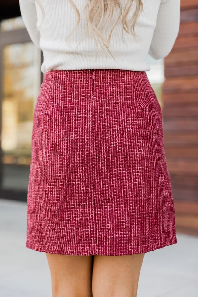 Lonely Heart Tweed Maroon Skirt FINAL SALE | The Pink Lily Boutique