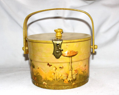 Vtg mushrooms bugs animals1970's Basketville Putney VT Hand Painted Purse Bucket | eBay | eBay US